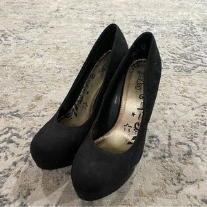 Brash Black Suede Heels